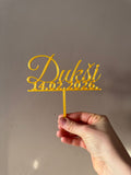 Personalizēts kāzu kūkas toperis ar vārdu un datumu
